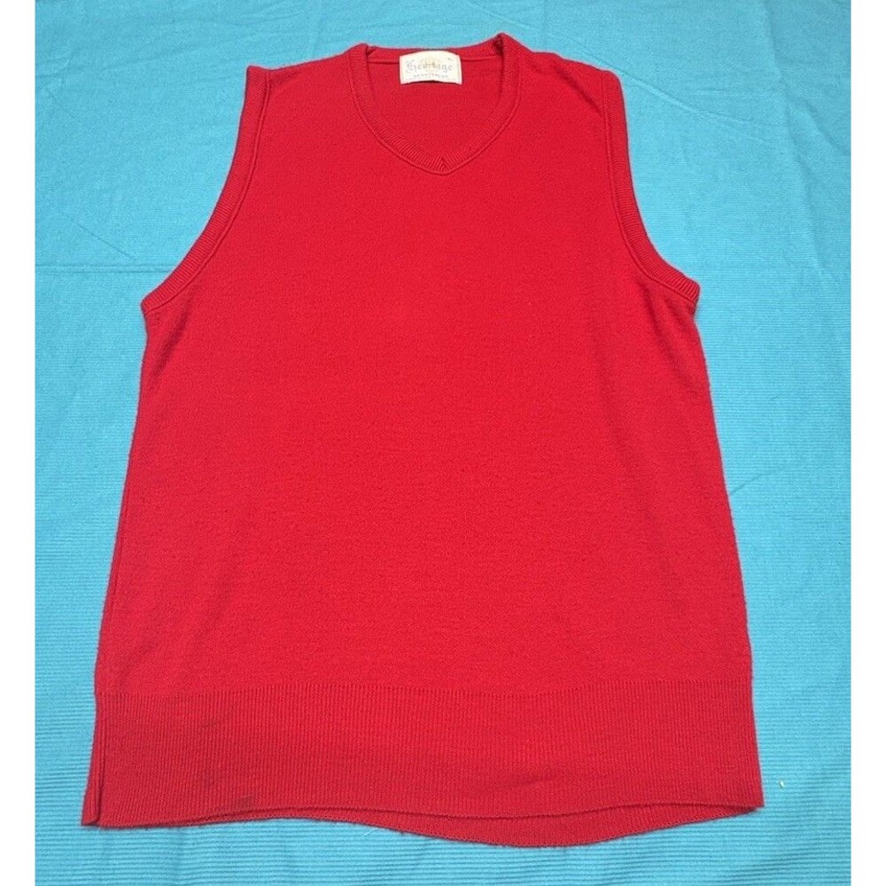 Vintage Heritage Sportswear Red V-Neck Sweater Vest Men's XL Made in USA